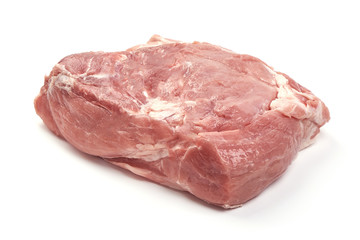 Raw pork neck, isolated on white background