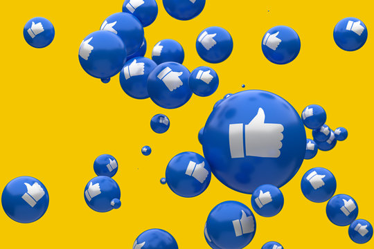 Facebook Reactions Emoji 3d Render Premium Photo,social Media Balloon Symbol With Like Thumbs Up Icons Pattern