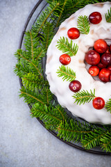 Christmas Fruit Cake on Festive Dinner Table