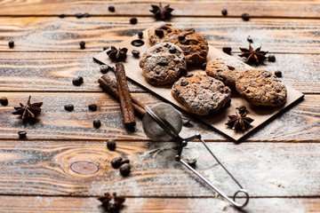 Christmas cookies on wood backround.