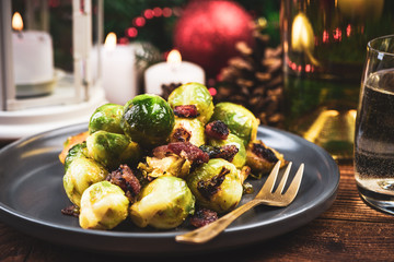 Roasted Brussels Sprouts. Regional Christmas and Festive Food