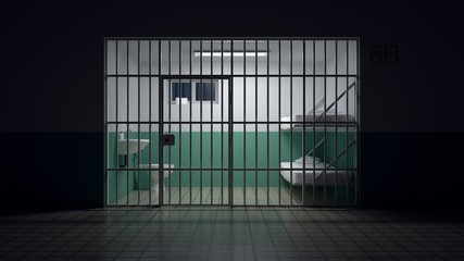 Fototapeta Dark jail prepared to house convicts. obraz