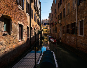 Walks along the canals of Venice. Gondoliers. The romance of Venice. Italy.