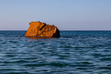 Parts of wrecked ship in Sarakíniko beach