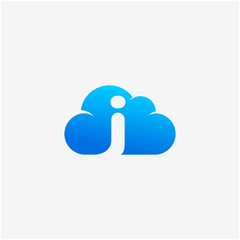 initial letter J negative space in Sky Cloud, Technology Hosting Domain BlockChain Server Logo Design - Vector