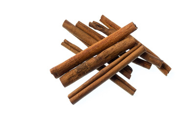 Cinnamon sticks on a white background