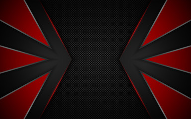 Abstract metallic red and black on hexagon pattern, frame design innovation technology concept layout background. Vector template for use element cover, banner, wallpaper, presentation, flyer