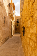 views of the streets in the ancient town mdina, malta island