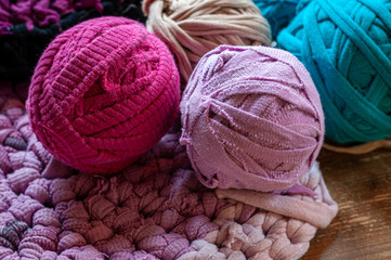 Obraz na płótnie Canvas Pink homemade rag rug.
