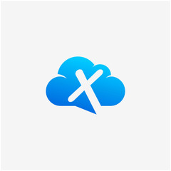 initial letter X negative space in Sky Cloud, Technology Hosting Domain BlockChain Server Logo Design - Vector