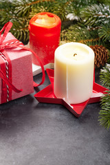 Christmas card with fir tree and candles