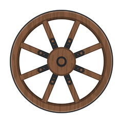 Obraz premium Wheel of cart vector icon.Cartoon vector logo isolated on white background wheel of cart.