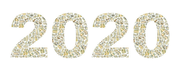 Year 2020 made from dollar photos