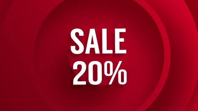 Sale with percentage discounts from 10 to 90 red background animation. Each percentage is looped and can be used separately.