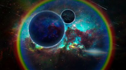 Fototapeta na wymiar Exo planets in colorful universe