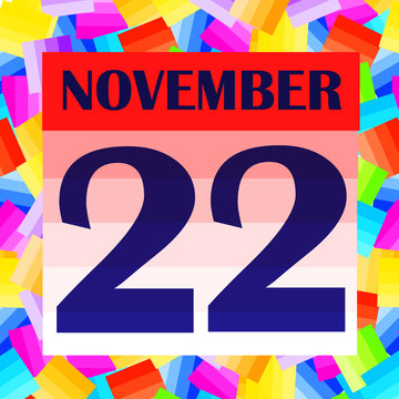 November 22 icon. For planning important day. Banner for holidays and special days. Twenty-second november icon. Illustration.