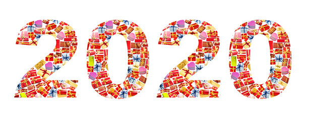 Year 2020 made from gift boxes