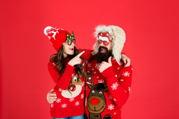 Time to celebrate. merry christmas. child and santa man on party. love and joy. father and daughter celebrate xmas. small girl having fun with dad. happy new year. family holiday. stay warm in winter