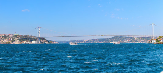 The 15 July Martyrs Bridge and the Bosphorus, sea panorama, Istanbul, Turkey