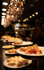 Close-up view of wide variety of tapas in Spain