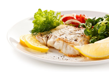 Fish dish - fried fish fillet with vegetables