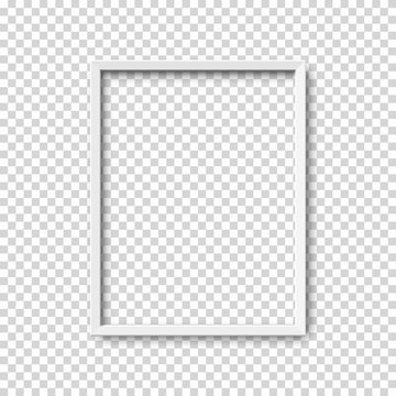 Realistic vertical picture frame isolated on transparent background.