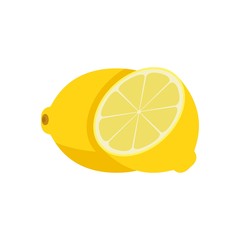 Yellow lemon fruit. Fresh citrus, juicy ripe food full of vitamin. Healthy vegetarian nutrition. Isolated flat vector illustration