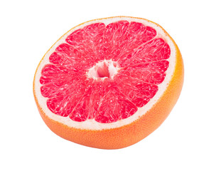 Grapefruit half isolated on white background close up