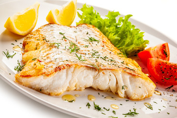 Fish dish - fried fish fillet with vegetables