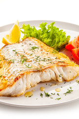 Fish dish - fried fish fillet with vegetables