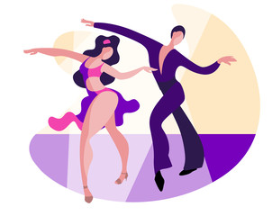 Obraz premium Beautiful couple dancing Latin American dance of samba.