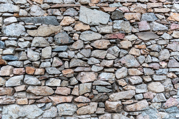 stone wall built of multicolored stones