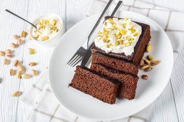 Dark Molasses Gingerbread Cake on a plate