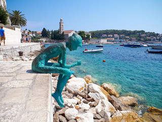 Embankment in the old town on the island of Hvar in Croatia