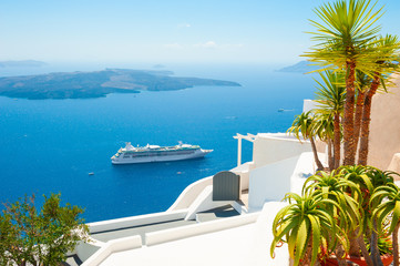 White architecture on Santorini island, Greece. Summer holidays, travel destinations concept