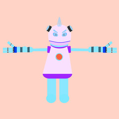 The robot in layers for rigging and animation