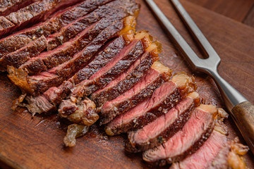 grilled marbled beef steak on a bone