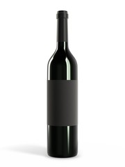 Wine bottle mockup with blank label isolated on white background. 3d rendering