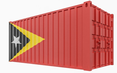 3D Illustration of Cargo Container with East Timor Flag