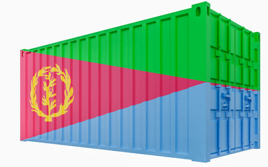 3D Illustration of Cargo Container with Eritrea Flag
