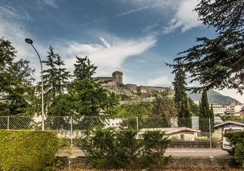view of the castle of Lourdes in the Pyrenees