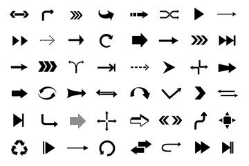 Set of different arrows icons. Vector illustration