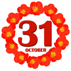 October 31 icon. For planning important day. Banner for holidays and special days. Illustration.