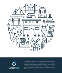 World's Famous Landmarks Logo & Graphic Illustration Concept.
