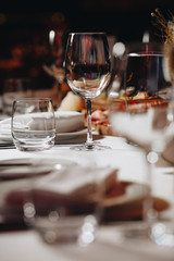 luxury tableware beautiful table setting in restaurant