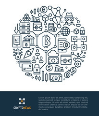 Blockchain and Cryptocurrency Logo & Graphic Illustration Concept.