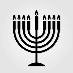 Jewish Menorah candelabrum icon. Vector illustration 