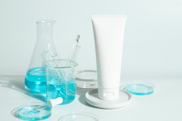 beauty spa medical skincare and cosmetic lotion cream bottle packaging on white decor background, healthy and medicine concept