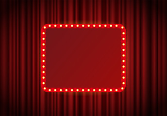 Theater performance banner, talent day festival curtain chalkboard vector illustration Vector stock illustration. A theater stage with a red curtain.