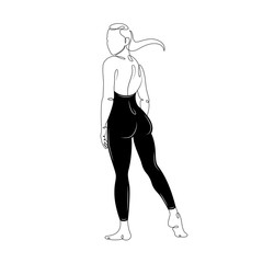 line minimalism doodle lovely girl in a swimsuit